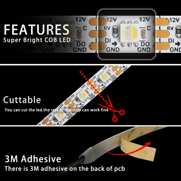 Newest 12V LC8816E Addressable RGBW SK6812 60LEDs/m 120LEDs/m LC8816E Digital Pixel WS2812b RGBW LED Strip