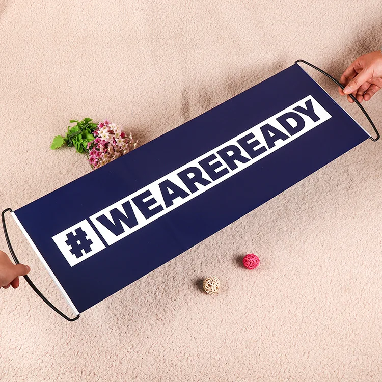 Custom Logo Printing 24x70cm Hand Held Roll Up Retractable Scroll Banner For Advertising/Sports Football Fans