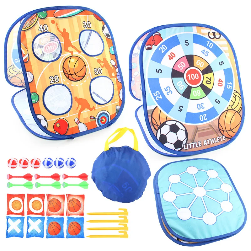 3 In 1 Children Double-Sided Dart Board Toys Bean Bag Toss Catch Portable Game Beach Outdoor Sticky Ball Tossing Target Game
