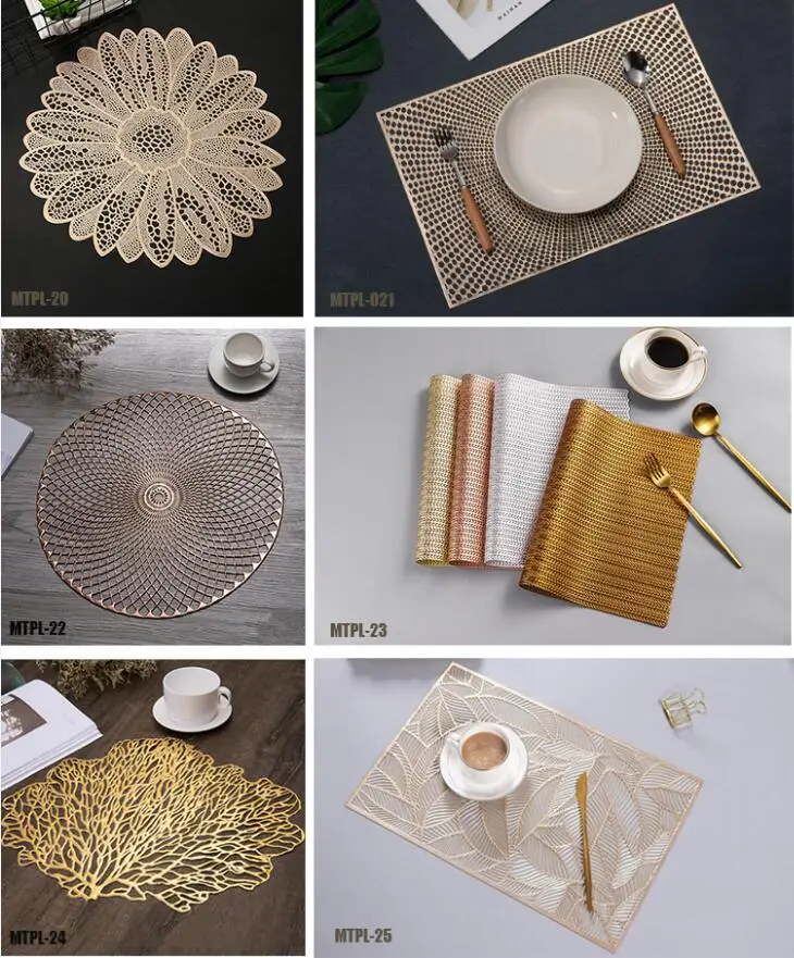 Silver metallic PVC plastic dinning table placemat