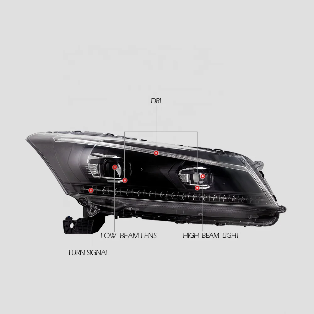 Vland manufacturer headlight for 2008-2013 demon eye LED head lamp for HONDA ACCORD