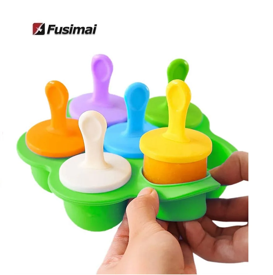 Silica Gel Popsicle Mold Mini 7 Hole Ice Cream Mold Food Grade Diy Ice Cream Mold Children Popsicle Box