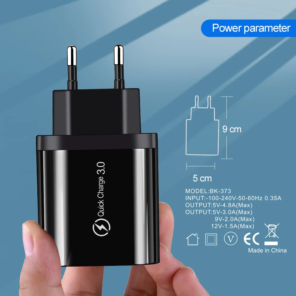 3 порта Quick Charge 0 USB зарядное устройство Быстрая зарядка для телефона Samsung A40 A10 S10 Redmi Note 7 портативный адаптер iphone Huawei