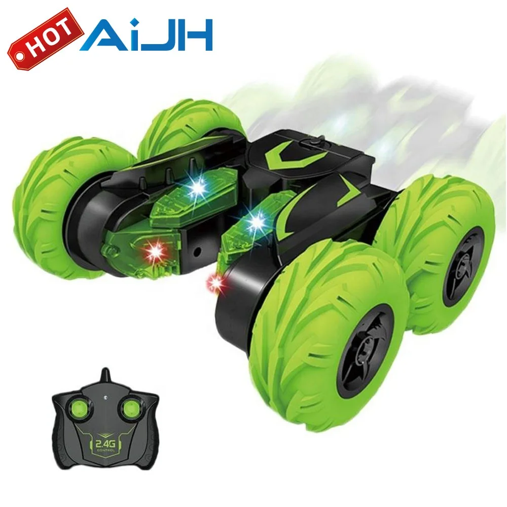 AiJH 2.4G Tumbling Flower Rc Stunt Car 360 degree Rotating Double Sided Remote Control Car Toys Drift Rc Car