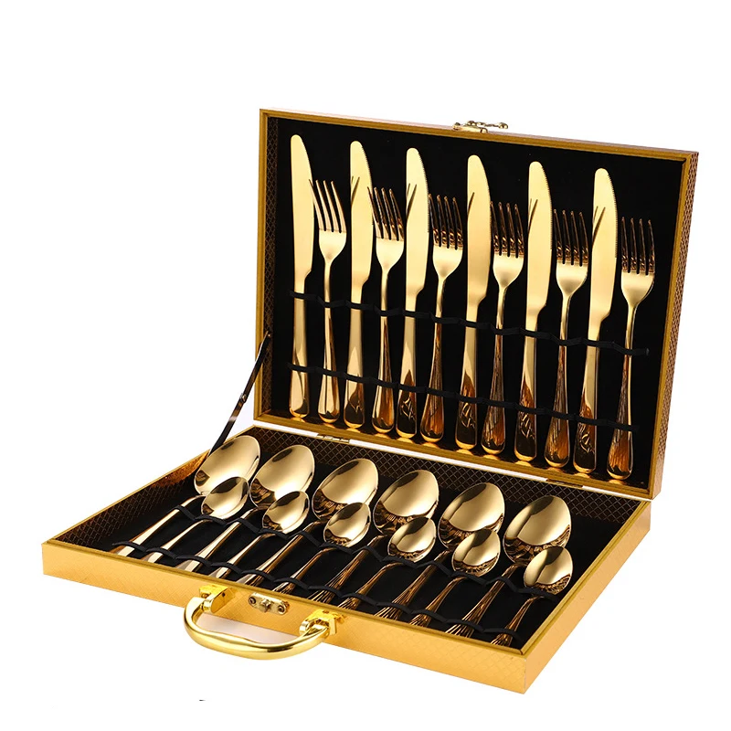 
Amazon hot sell luxury silverware cutlery set stainless steel , 24pcs stainless steel flatware set 