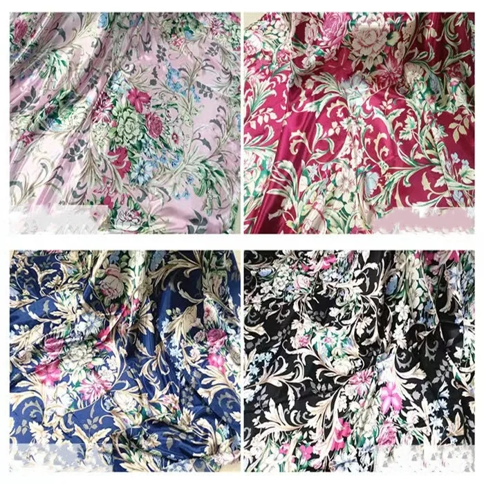 satin fabric free sample digital print polyester satin fabric evening dress patterns custom design for dress