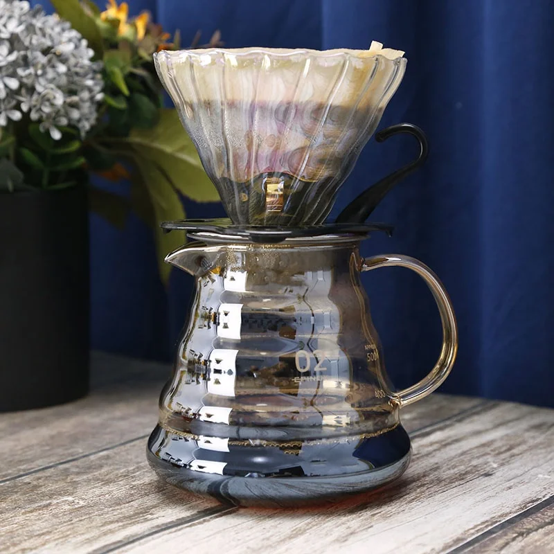colorful  glass coffee pot  rainbow color pour over coffee maker