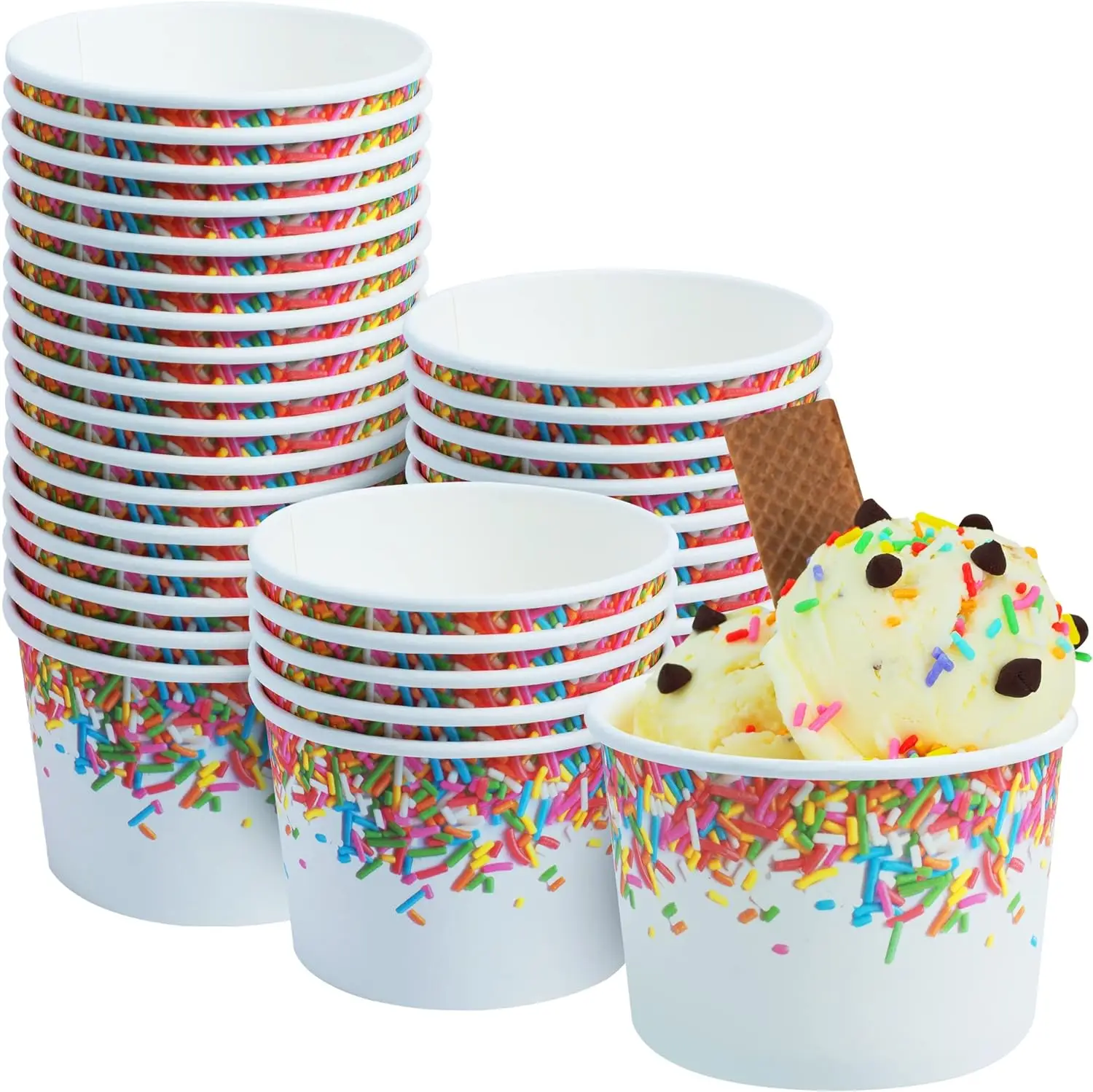 Custom Logo Printed Ice Cream Cup Single Wall Frozen Yogurt Gelato Bowls 5oz-20oz Disposable Paper Ice Cream Containers