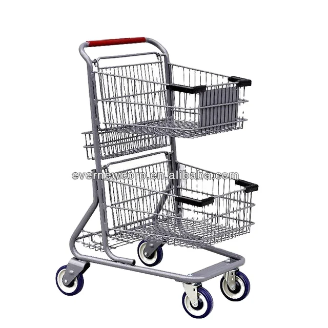 foldable 2-Tier Grocery Shopping Cart folding shopping cart