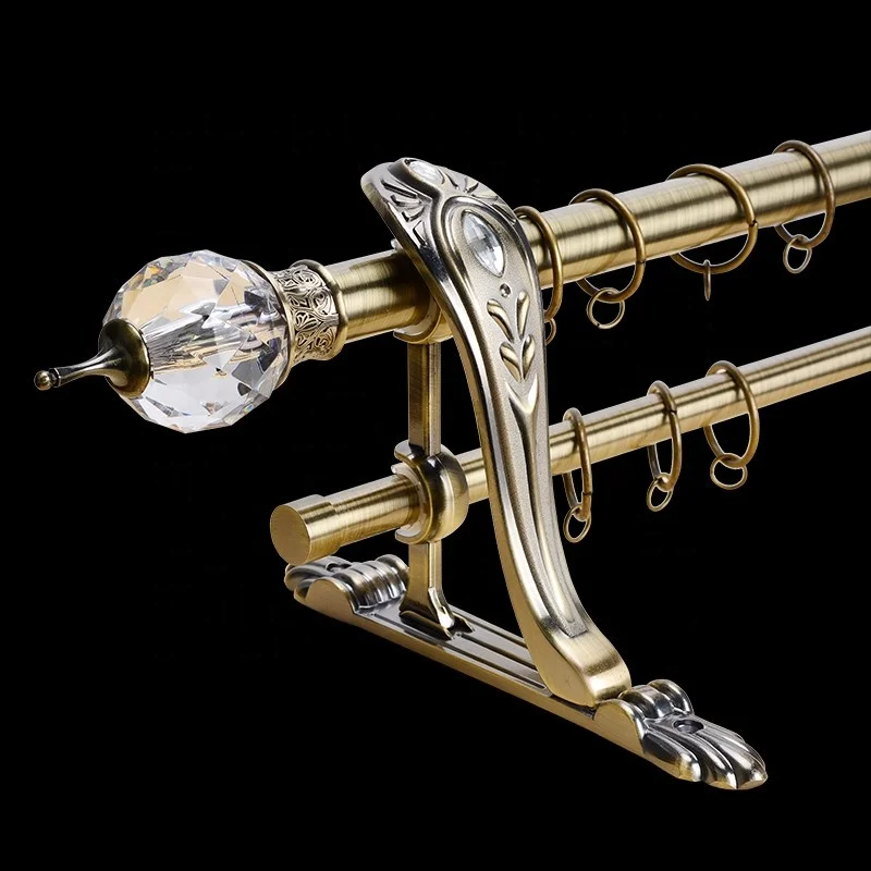 D0058 оптовая продажа роскошные Заводские карнизы и рельсы аксессуары регулируемый кристалл наконечник набор двойных карнизов