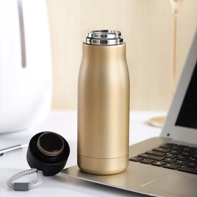 Top Selling Products 304 Stainless Steel Bilayer Custom logo Water Bottle with Screw Cover and Rope