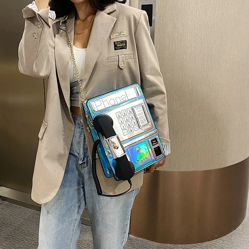 
2021 New Fashion Creative Laser Simulation Public Phone Purses Crossbody Bags For Women Purses And Handbag - Buy Purse And Handb 