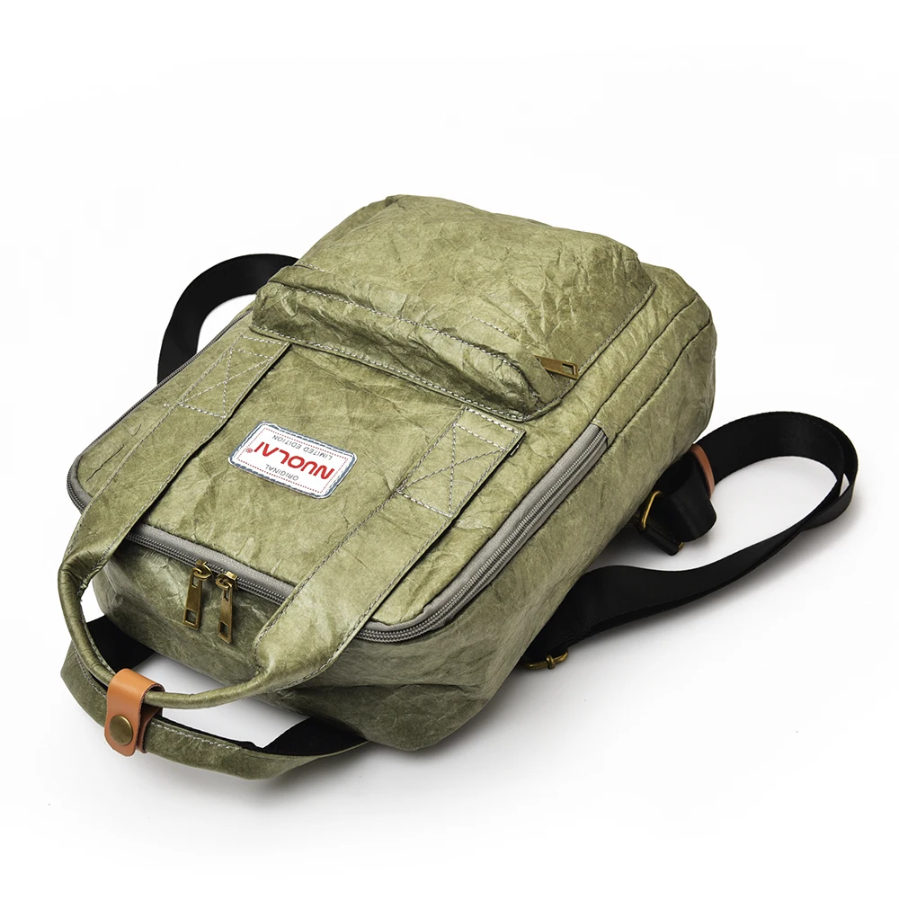 New waterproof travel wax tyvek kraft paper backpack school bag