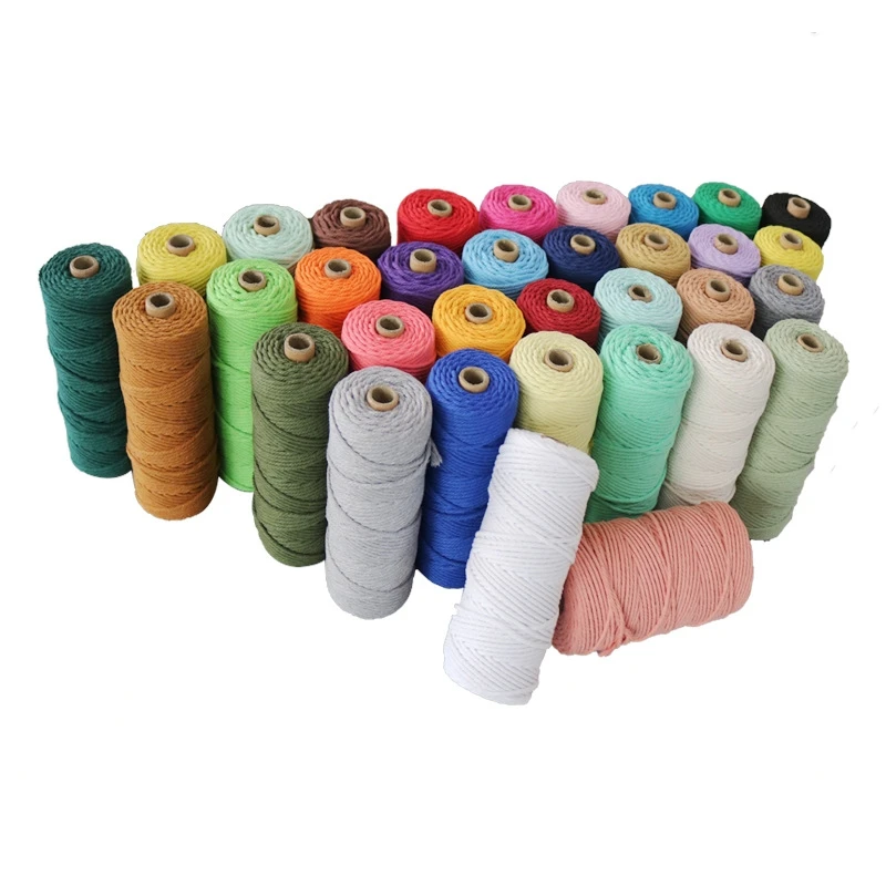 Macrame Cord 3mm 109 Yards High Quality 100% Natural Cotton Rope 33 Colors Twisted Rope String for DIY Craft Knitting Wholesale