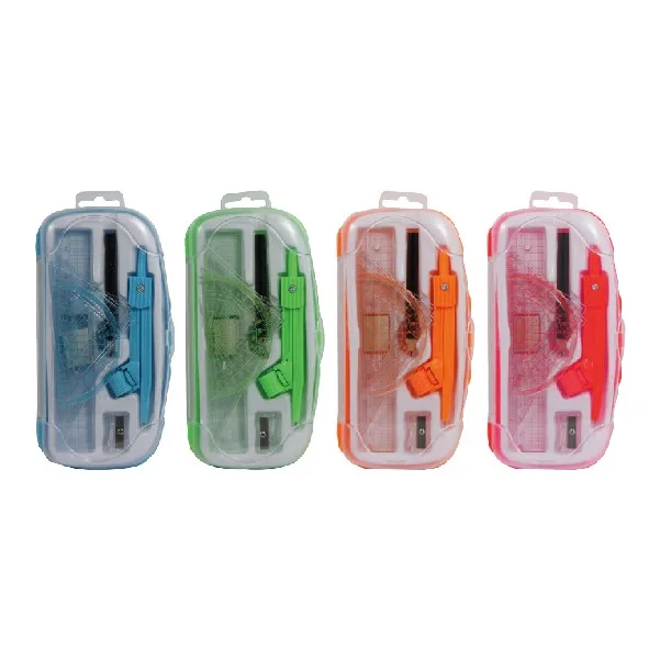 Высокое качество дешевые пластиковые геометрические линейки компас точилка для карандашей наборы математических