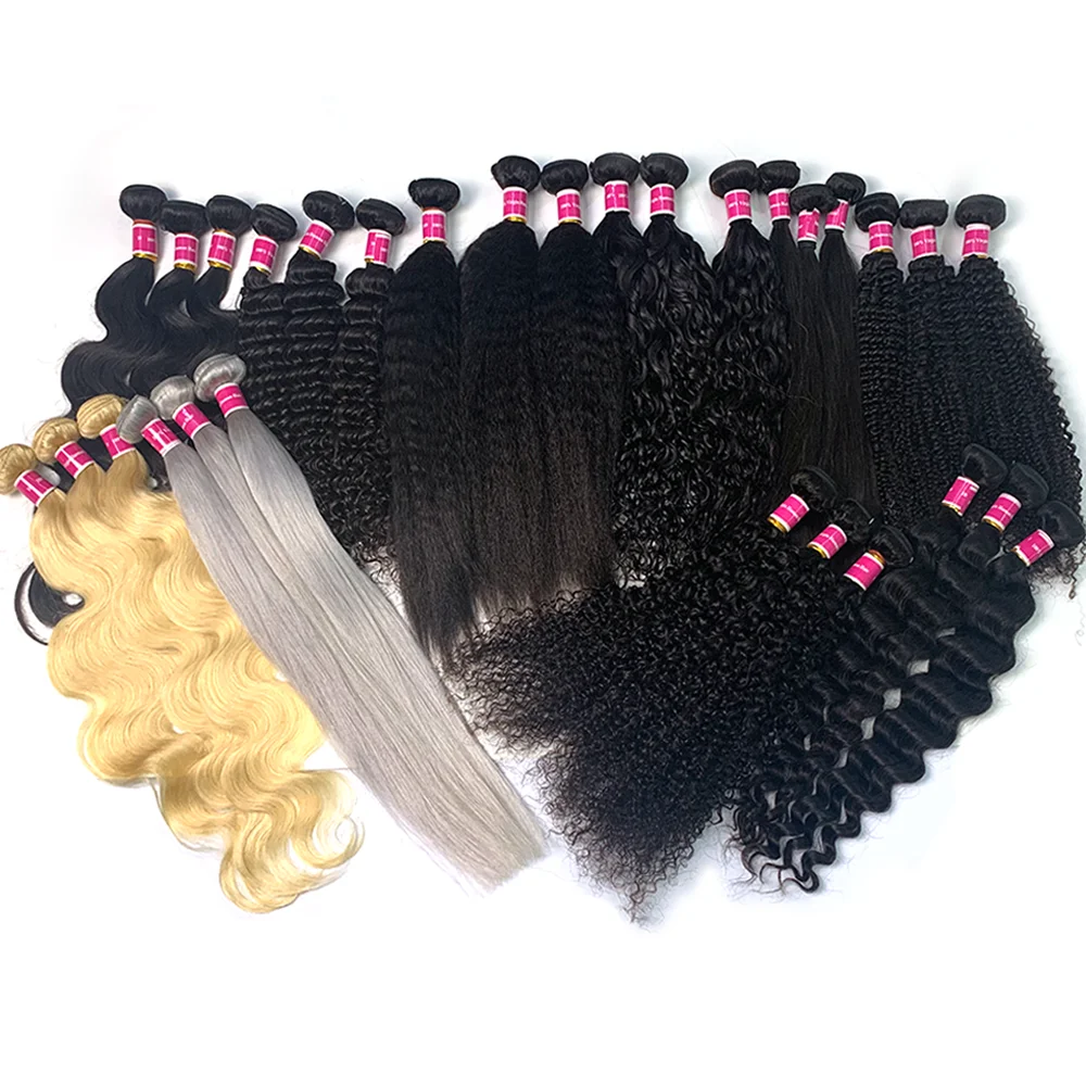 
Best Quality rose curl weave human virgin hair Deep Wave Bundles With Closure 