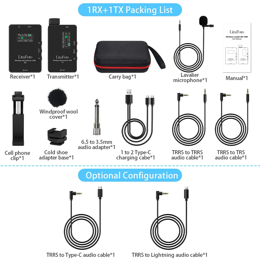 VM9 1V2 UHF Lavalier Wireless Microphone Mic 20 channel adjustable for DSLR Smartphone laptop for 4-5 Hrs Recording Videos