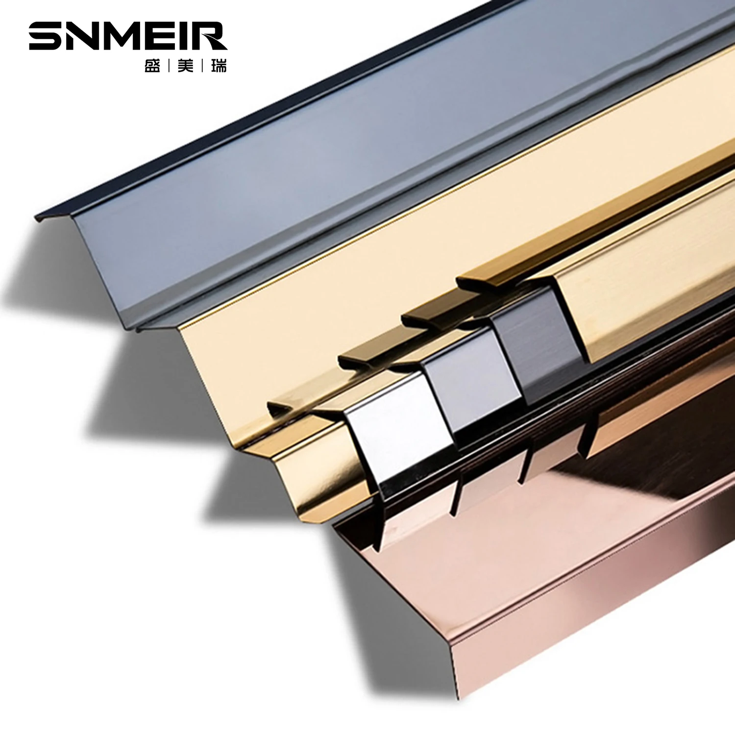 Senmry Factory  304 Hot Selling Ti Gold Decorative SS Mirror L Shaped Metal Corner Trim SS Floor Tile Trim