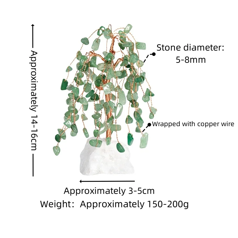 Natural Quartz Wealth Money Tree Crystal Base Decorative Willow for Home Gemstone Powder Feng Shui Style Buddhism Decoration