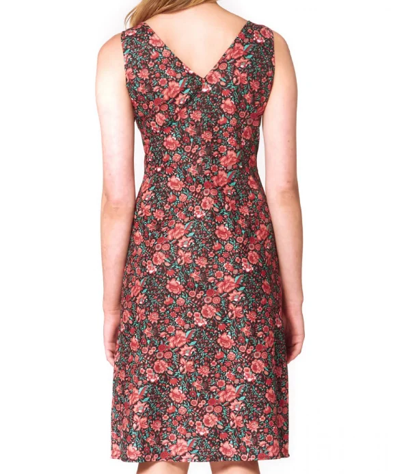 
2021 new collection women v-neck floral printed dress with pockets 