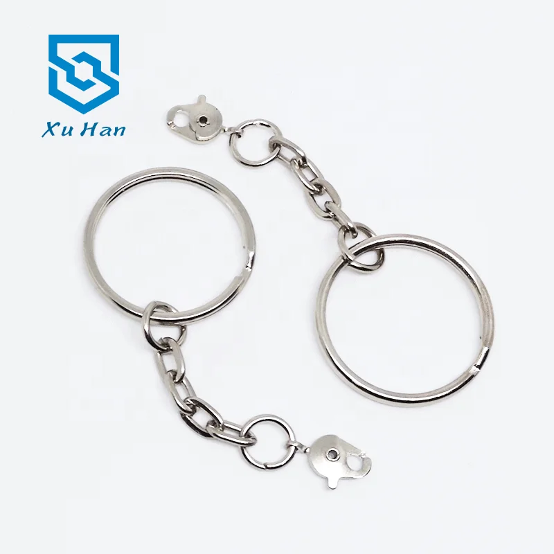 Wholesale metal split ring with chain lobster hook key ring