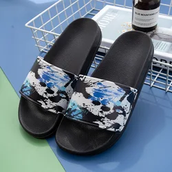Hot summer couples Korean version of net celebrity ins home bath fashion all-match inkjet slippers