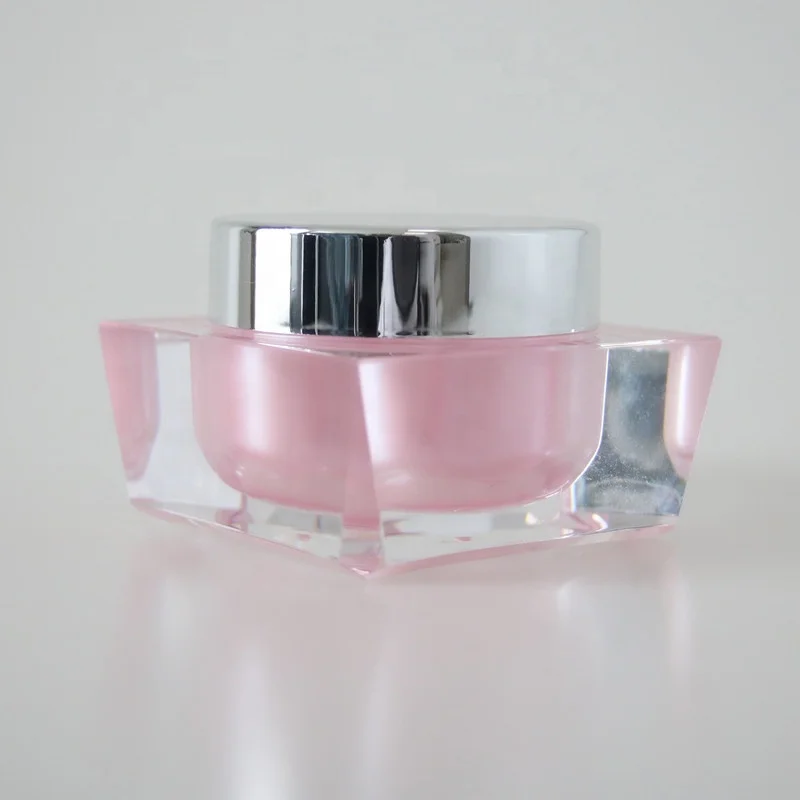 
Professional Manufacturer 15g 30g 50g Double Wall Square Acrylic Cosmetic Cream Jar with Silver Lid 
