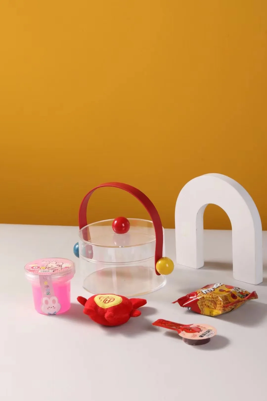 New Wedding Gift Display Box Clear Acrylic Cute Round Storage Boxes with Handle Transparent Acrylic Candy Gift Box with Lid