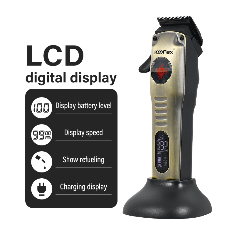 KooFex Barber Clippers Hair Cut DLC Blade Vector Motor 10000RPM Electric Rechargeable Men Use Professional Hair Clipper