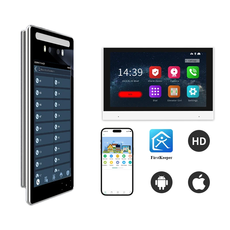 Thinmoo Access Control 8 Inch Android 11 Video Door Phone Touch Screen Face Recognition Terminal Video Intercom