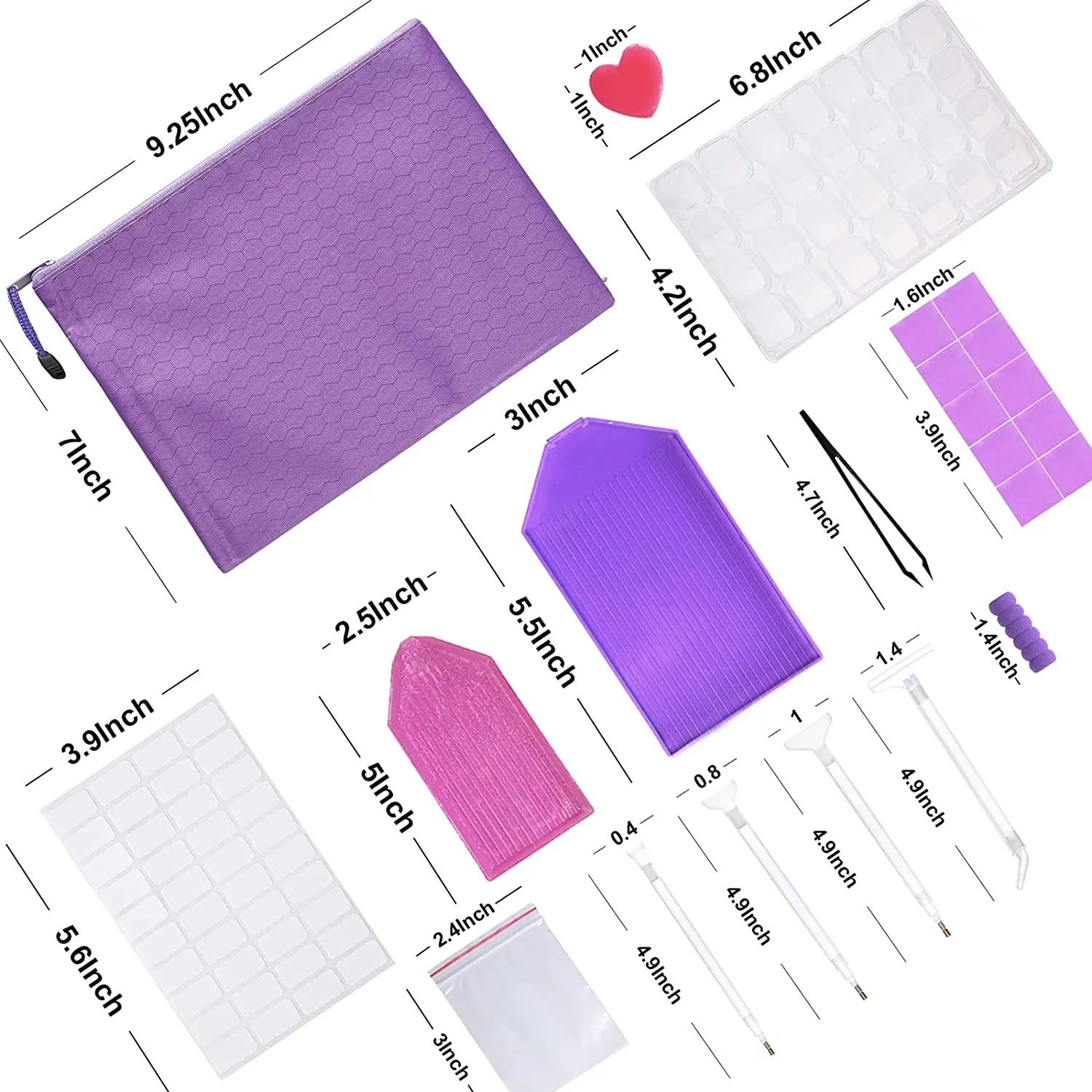 5D Diamond Painting Tools Kits with Storage Box for Diamond Embroidery Accessories 28 Grids Beads Storage Container Purple