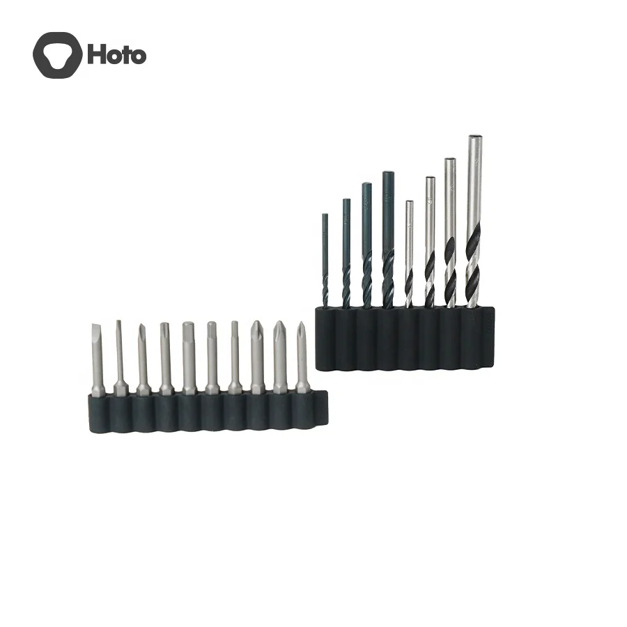 HOTO High Capacity Lithium Battery Pulse or Self-selecting Dual Mode Cordless 10 Bits 8 Drills Power Drill Kit