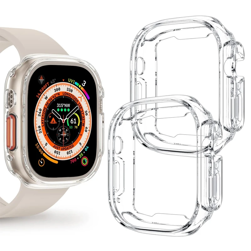 For Apple Watch Ultra 49mm Transparent Case Protective Cover Shockproof Clear TPU Smart Watch Cover