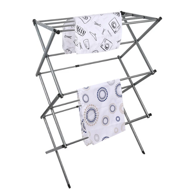 Открытый металлический глубокий коллектор под названием 4 слоя Портативный Складной Нержавеющая сталь сушилка вешалка для сушки белья