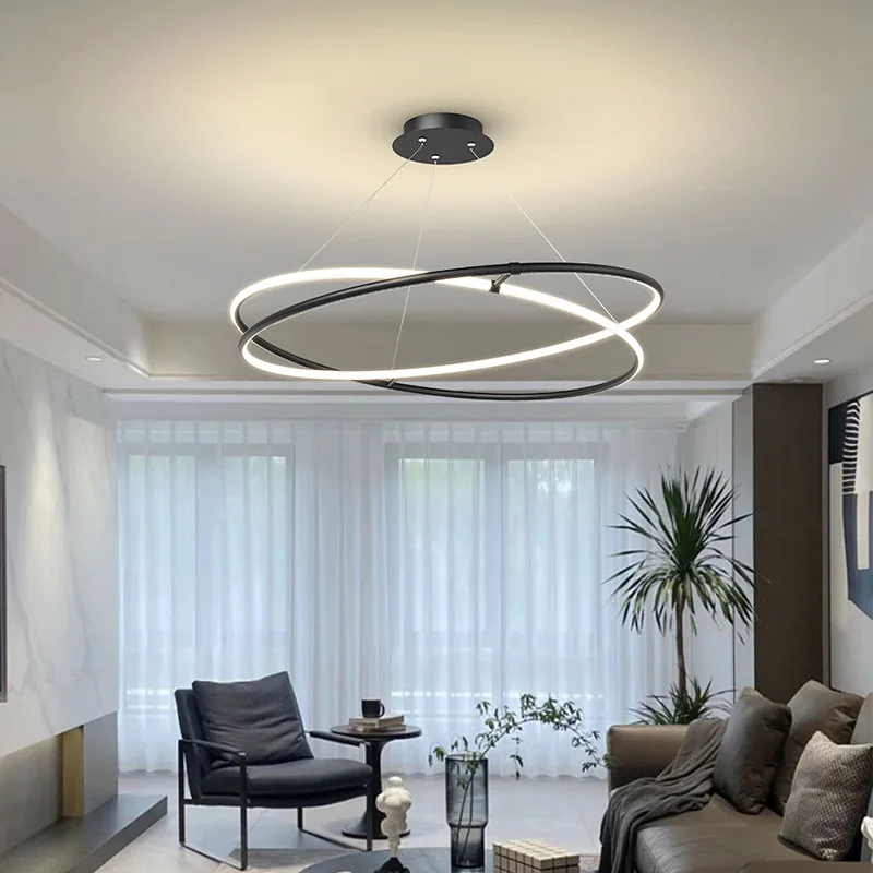 Modern Simple Chandelier Ring Line Living Room Bedroom Dining Room Light Creative Personality Art Ring Pendant Light