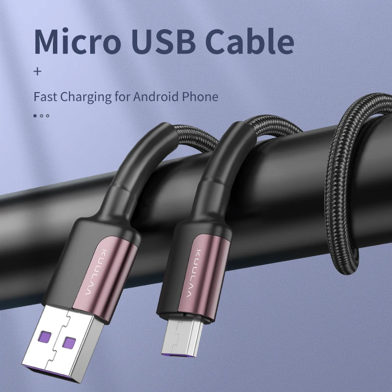 Kuulaa Cheap Super Flexible 1M 2M Durable Braided Date Cable Quick Charge 3A Mobile Micro Usb Cable For Android Cell Phones