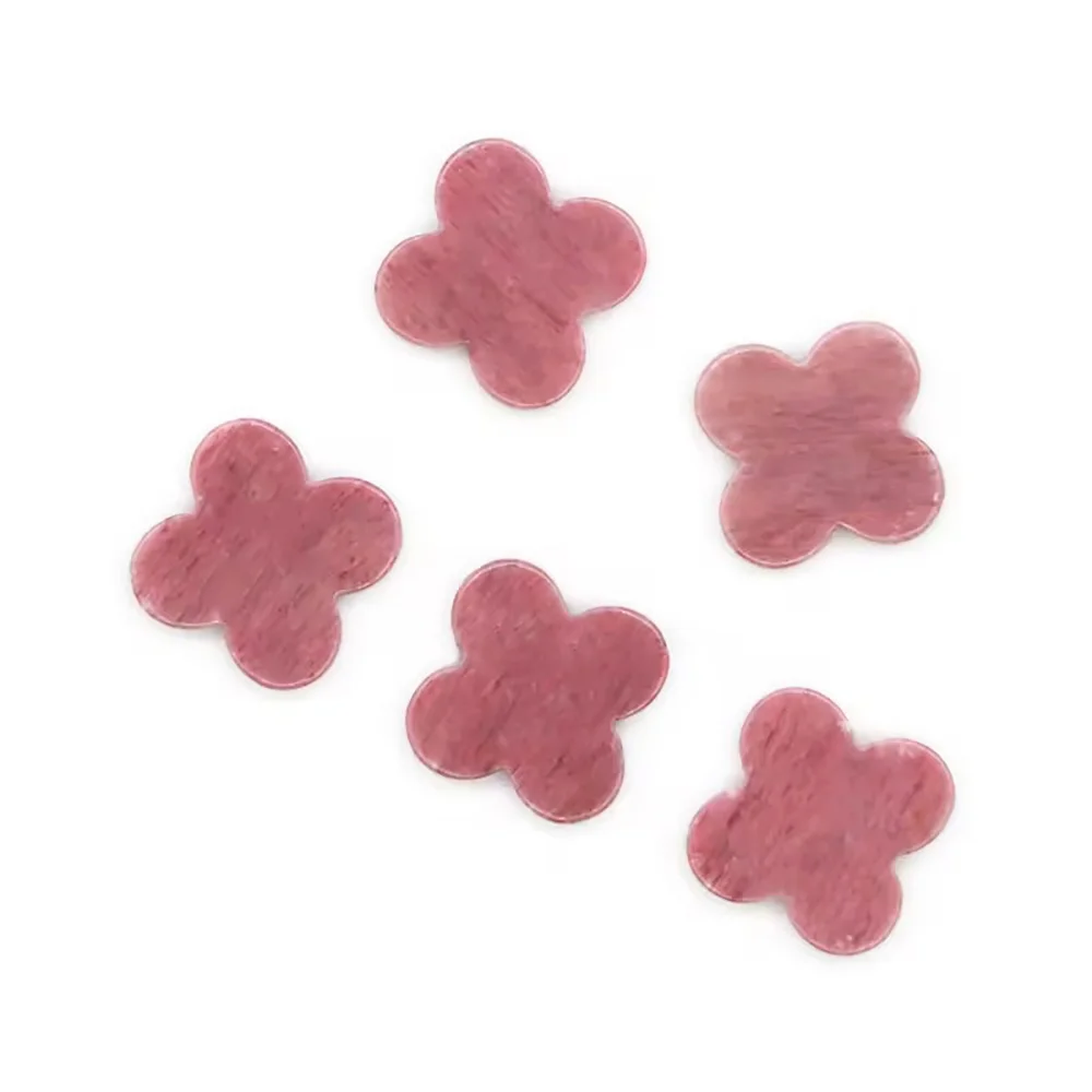 Natural Rhodonite Gems Rose quartz flat cutting four leaf clover customized Wholesale High quality Rhodonite gems