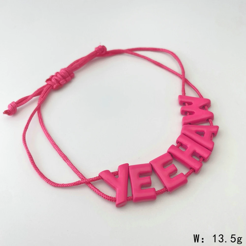 26 Initial Letters Braided Bracelet Pink Colorful Adjustable Rope DIY Bracelets for Teenager Summer Jewelry