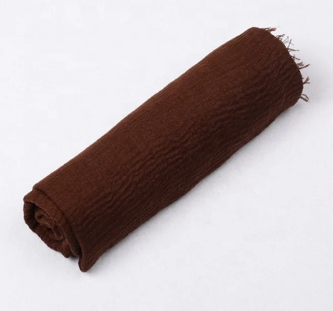 Cheap Promotional Gauze Crinkle Pashmina Scarf with Fringe