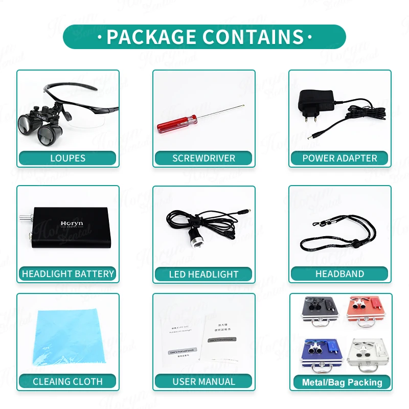 Dental Binocular Magnifying Glasses Dental Head Surgical  3.5X HD Eye Loupes  Magnification with LED