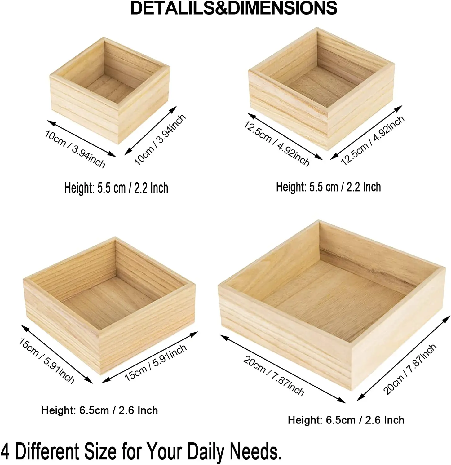 Wholesale Custom Unfinished Pine Wood Gift Craft Box Packing Storage Square Wood Box For DIY Craft Storage Organizer