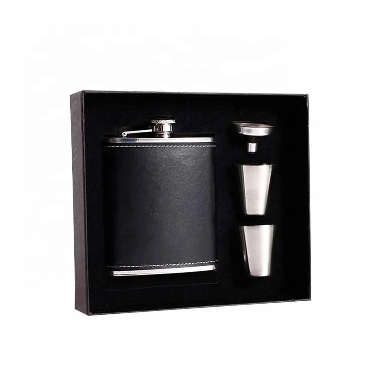 Custom Classic Wine Hip Flask Black Stainless Steel Flagon Pot Bottle