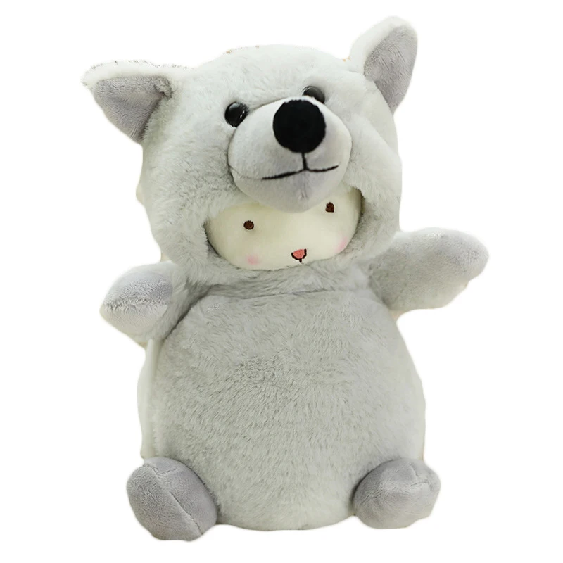 Lifelike Oem Stuffed Animal Lovely And Linen Giant Inflatable Funny Grey Customized Black Plush Standing Arctic Amigurumi Wolf