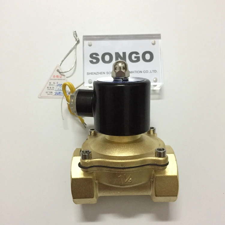 Сонго Электрический 36VAC 1-1/4 дюйма DN32 латунь нормально закрытый N/C воды электромагнитный клапан с NPT резьба
