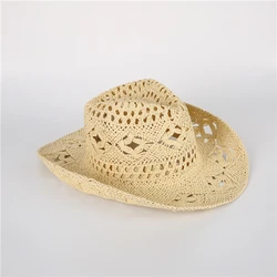 Vintage Sunshade Cowboy Jazz Straw Hats Hollow Out Summer Cowboy Jazz Straw Hats