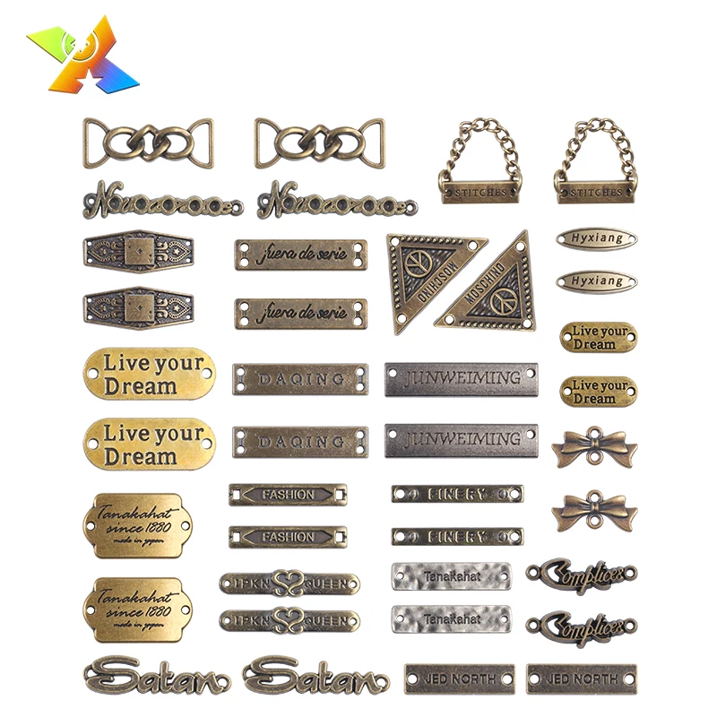 Clothing Brand Logo Label Tags Wholesale Custom Metal Customized Plating Garment Labels Garment Shoes Bag Suitcase Accessories