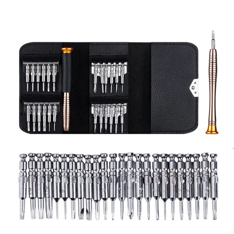 Professional Opening Tools for Mobile Screwdrivers 25-1 Repair Kit Screwdriver Set with Leather Case Mini Screwdriver Set