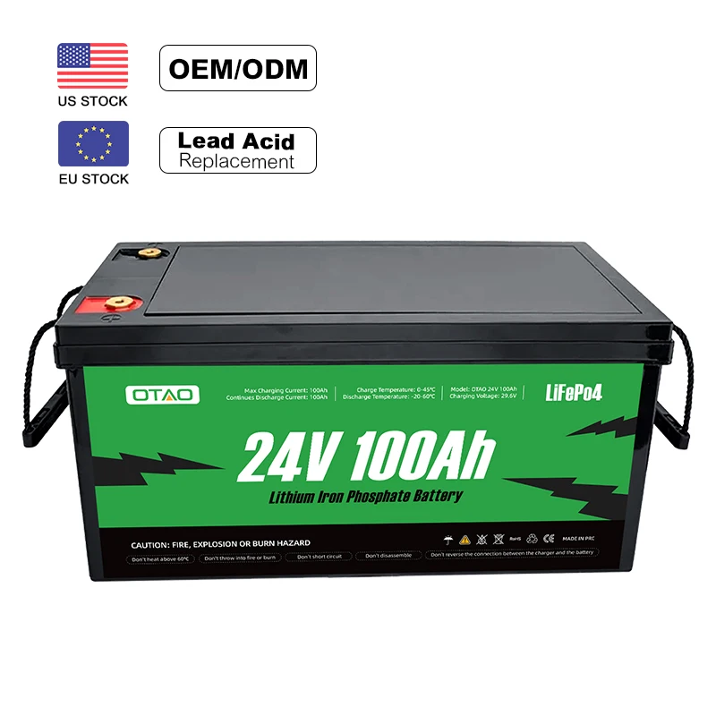EU US Stock 24V 100AH Lifepo4 Battery Pack Solarbatterie Lifepo Betteri Solar Zellen Powerstation Lithium Iron Phosphate Battery