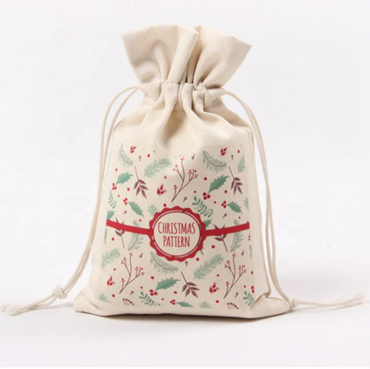 Рождественская сумка на шнурке, персонализированные подарочные пакеты, многоразовые подарочные пакеты в виде Санты