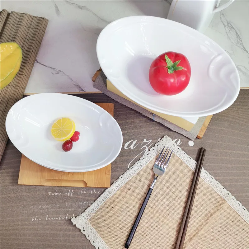 Chinese Factory Ceramic Oval Plate Salad Soup Ceramic Plate Food Curry Bowl